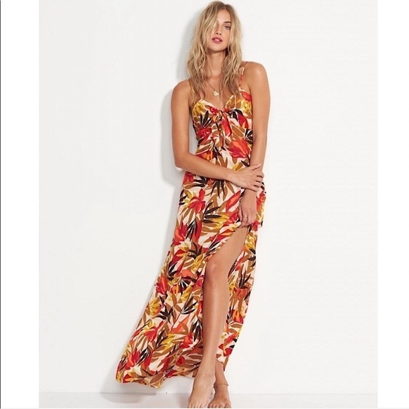 BILLABONG Sweet Kiss TWIST IT maxi DRESS tropical MULTI women’s size XS BOHO - Picture 1 of 11